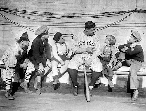 Babe Ruth with Kids