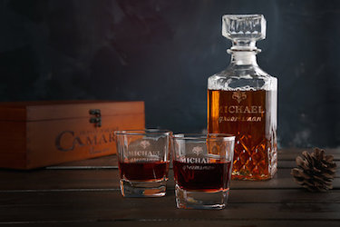 Personalized Glass Scotch Whiskey Decanter Set 