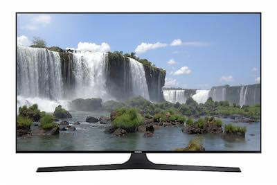 Samsung UN60J6300 60-inch Smart LED TV with waterfalls on screen