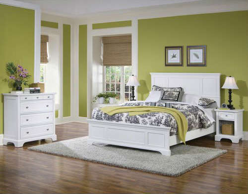 Home Styles 5530-5014 Naples Queen Bed, Night Stand and Chest, White Finish